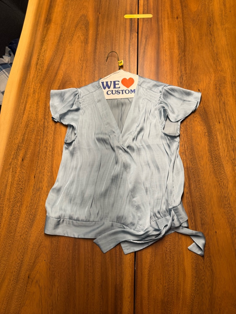 Banana Republic Light Blue Short Sleeve Wrap Blouse